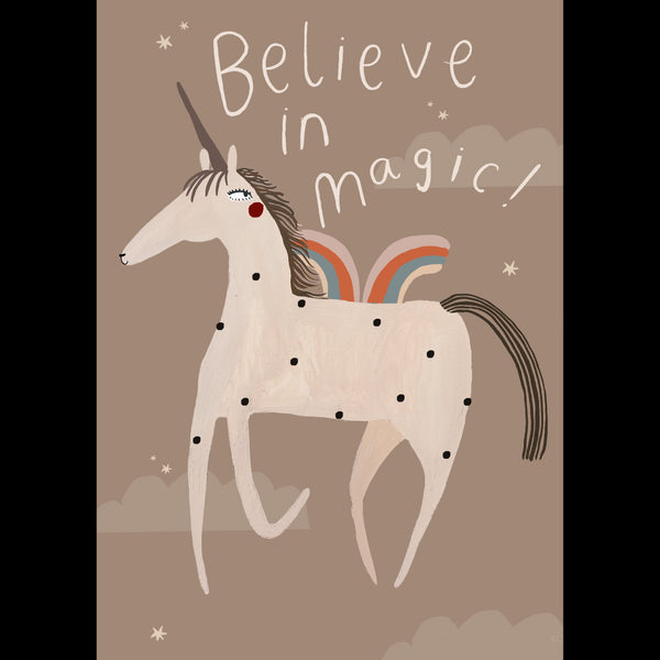 'Believe in Magic' Hand Painted Unicorn Print