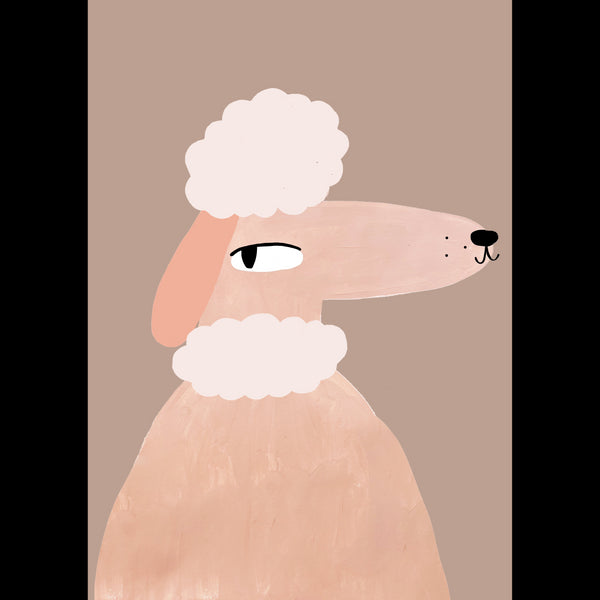 'Mr Poodle' Hand Painted Art Print (Pink/Khaki/Grey/Beige)