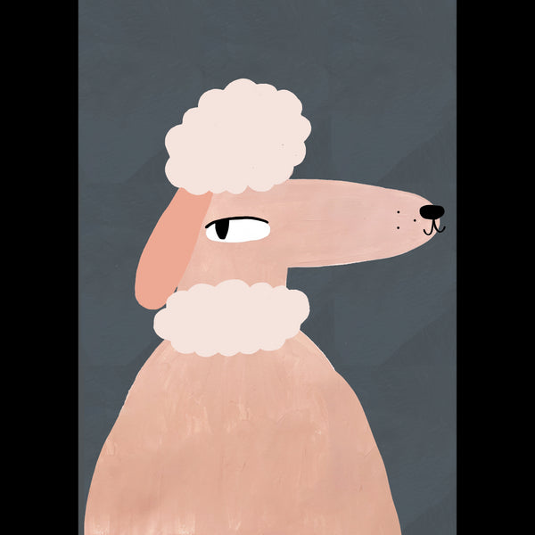 'Mr Poodle' Hand Painted Art Print (Pink/Khaki/Grey/Beige)