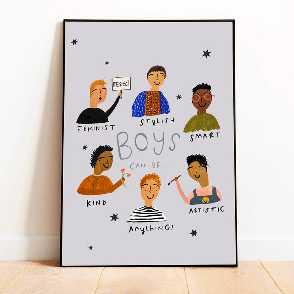 'Boys Can Be' Hand Painted Print