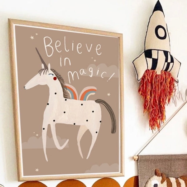 'Believe in Magic' Hand Painted Unicorn Print