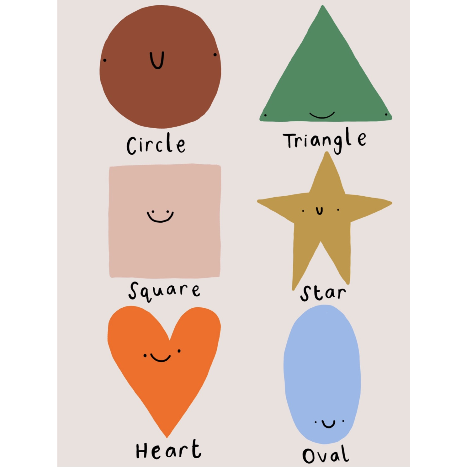 'Happy Shapes' Hand Painted Art Print - Yaya Studio