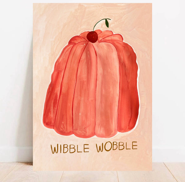 'Wobble Wobble Jelly' Hand Painted Art Print