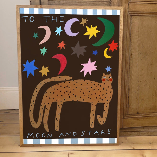 'To the Moon and Stars' Hand Painted Art Print (Black or Ivory)