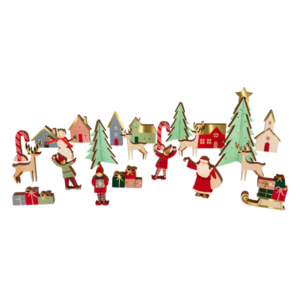 Festive Village Wooden Boxed Advent Calendar