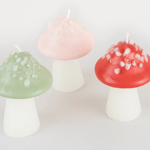 Mushroom Toadstall Candles, Pack of 3