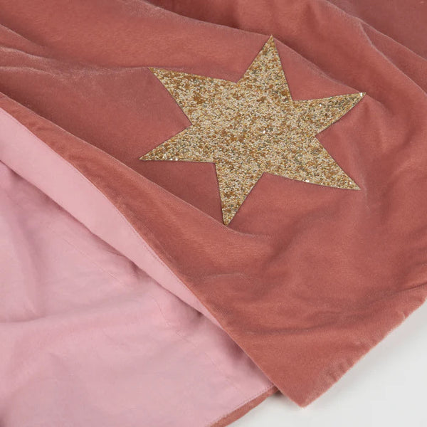 Pink Velvet Wizard Cape, Hat and Wand Costume Set