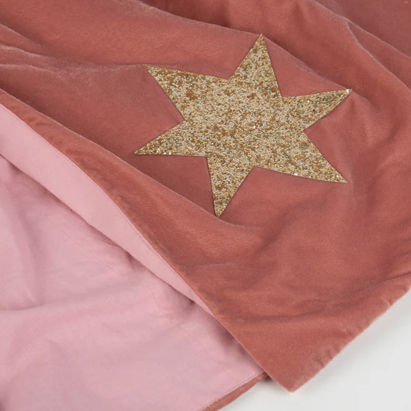 Pink Velvet Wizard Cape, Hat and Wand Costume Set