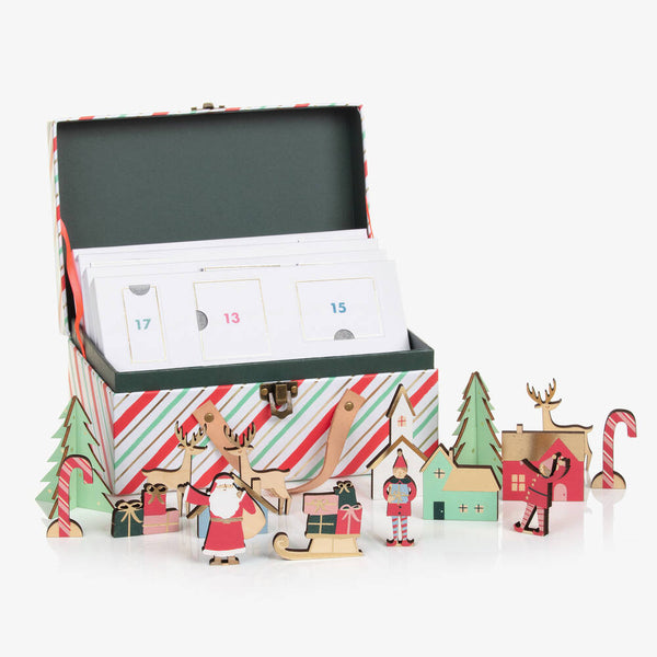 Festive Village Wooden Boxed Advent Calendar