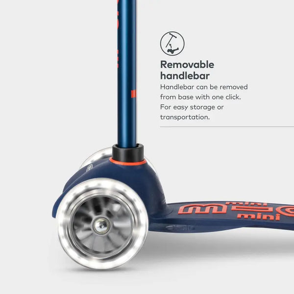 Mini Micro Deluxe Scooter with 3 LED Wheels (Navy)