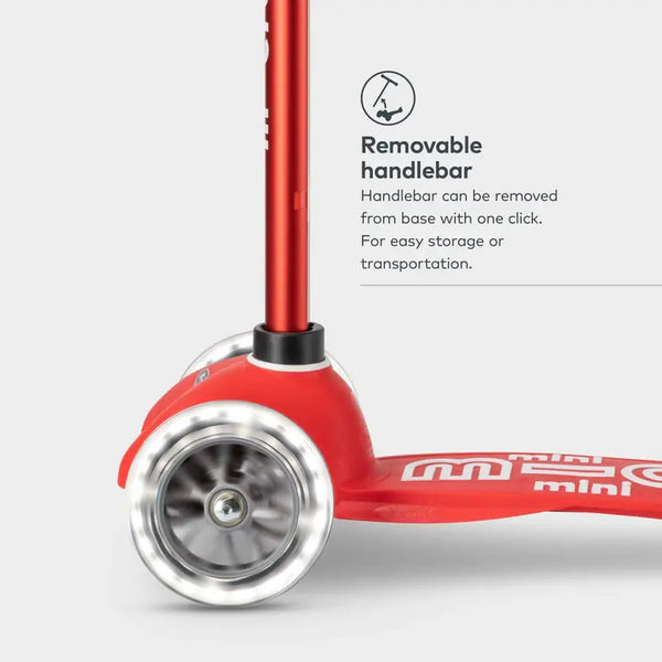 Mini Micro Deluxe Scooter with 3 LED Wheels (Red)