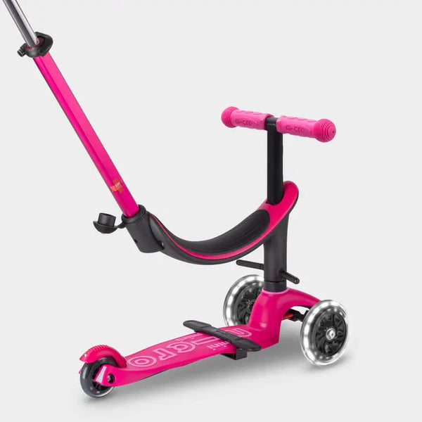 Mini Micro 4 in 1 Deluxe Scooter with LED Wheels (Pink)