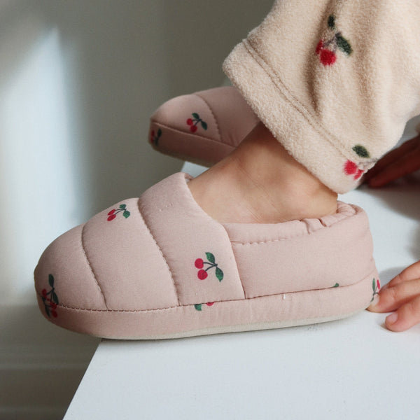 Globe Cherry Print Rubber Sole Slippers (Blush)