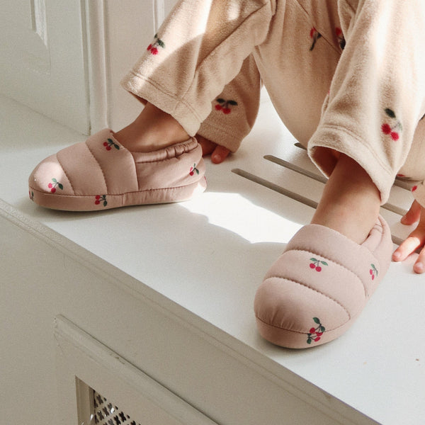 Globe Cherry Print Rubber Sole Slippers (Blush)