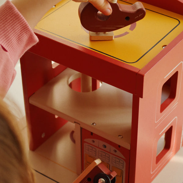 Multi-Tiered Wooden Toy Fire Station