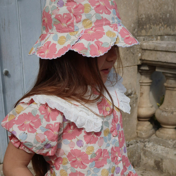 Coeur Scallop Floral Print Cotton Sunhat (Fleur Anglaise)