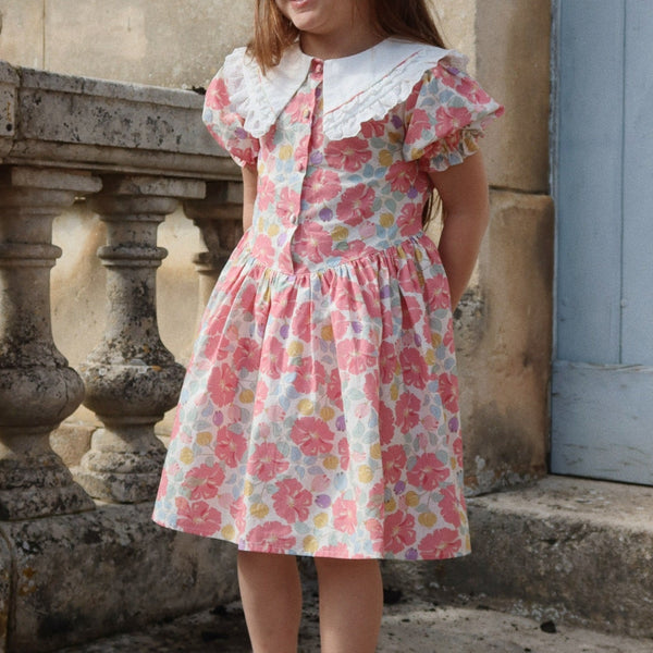 Coeur Collar Floral Cotton Summer Dress (Fleur Anglaise)