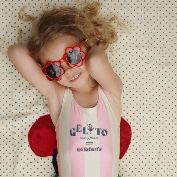 Pomia Gelato Stripe Cross-Back Swimsuit (Candy Rose Stripe)