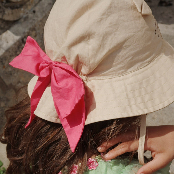 Verbena Bow Kitty Cotton Sunhat (Creme Brulee)