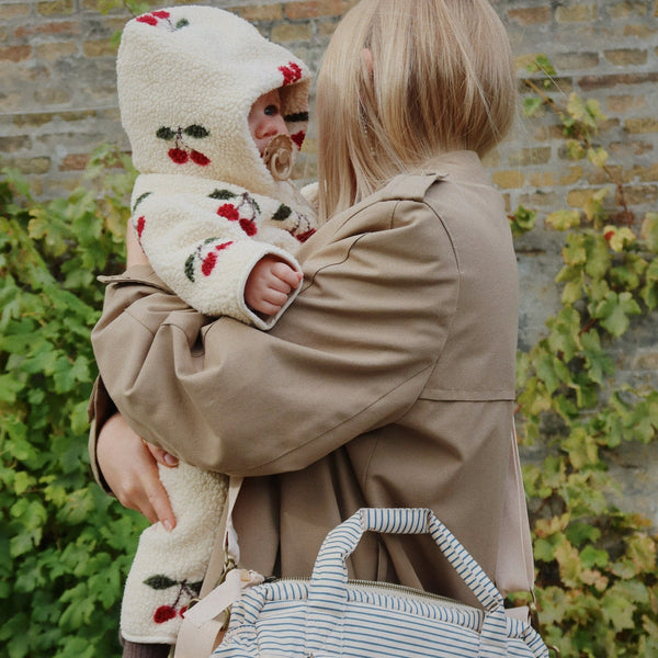 Jody Cherry Print Borg Zip Up Pramsuit Onesie (Ma Grande Cerise)