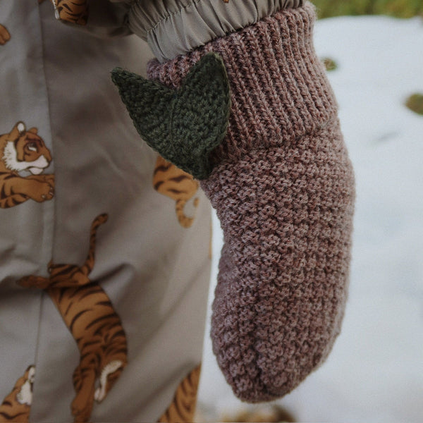 Fruity Merino Wool Knitted Mittens (Bunny Brown Melange)