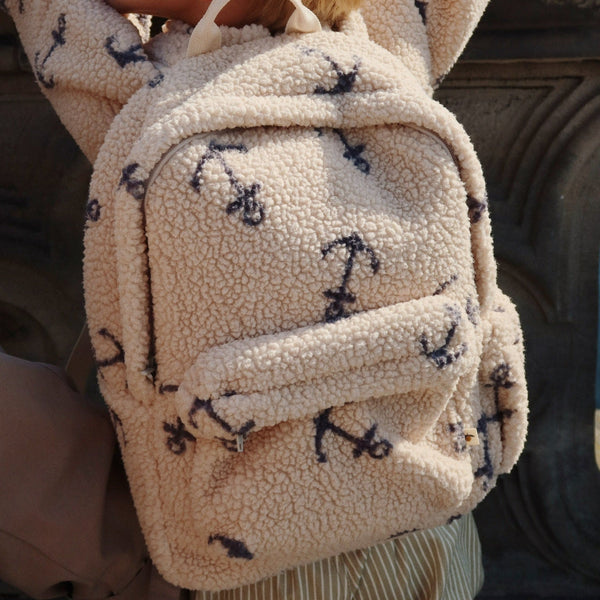 Jody Anchor Print Teddy Pile Backpack