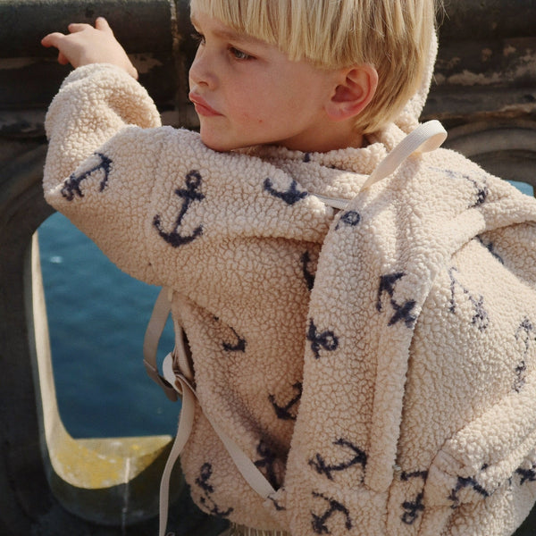 Jody Anchor Print Teddy Pile Backpack