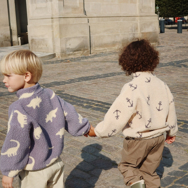 Jody Dino Print Teddy Borg Fleece Jacket (Mist)