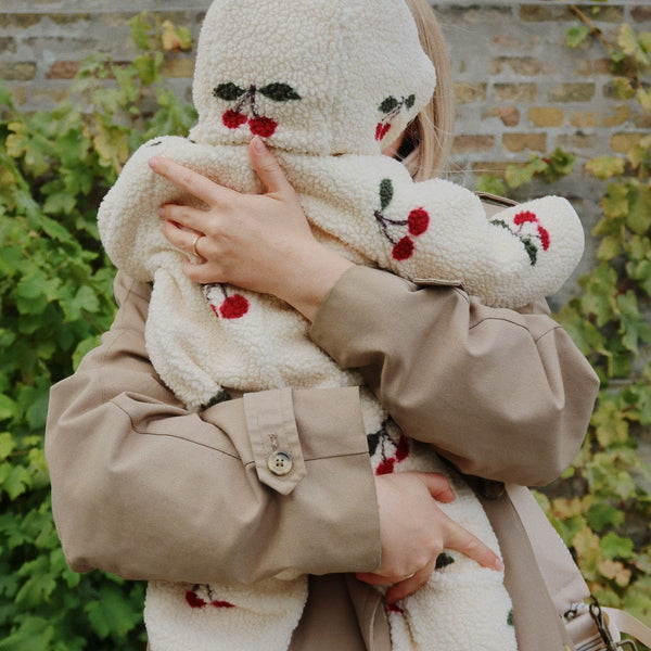 Jody Cherry Print Borg Zip Up Pramsuit Onesie (Ma Grande Cerise)