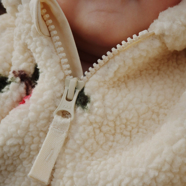 Jody Cherry Print Borg Zip Up Pramsuit Onesie (Ma Grande Cerise)