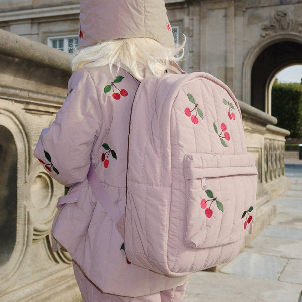 Juna Cherry Embroidered Quilted Peplum Bomber Jacket (Twilight Mauve)