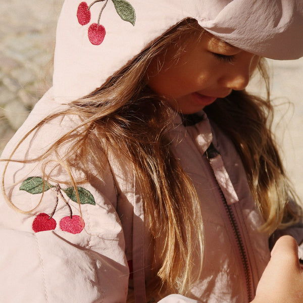 Juna Cherry Embroidered Quilted Peplum Bomber Jacket (Twilight Mauve)