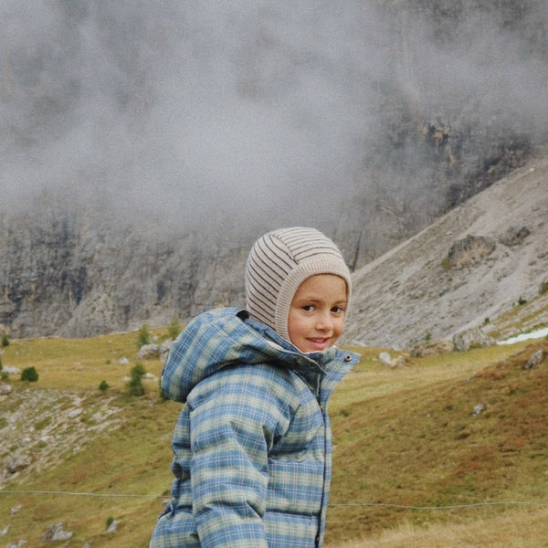 Louli Striped Merino Wool Knit Balaclava (Blue)