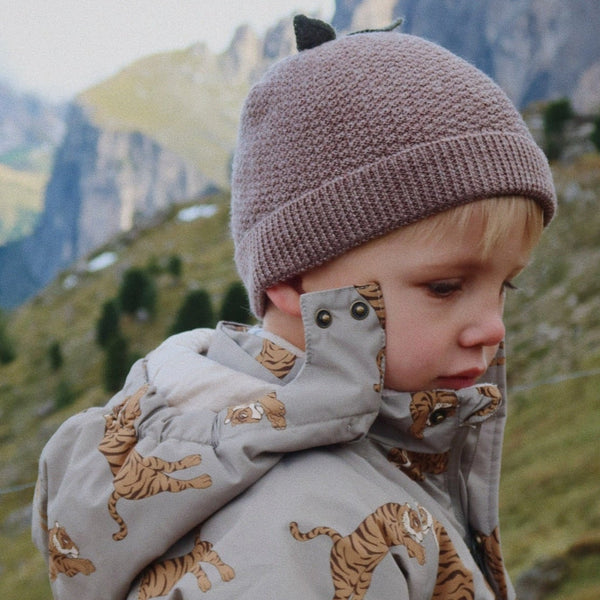 Fruity Merino Wool Knitted Beanie (Bunny Brown Melange)