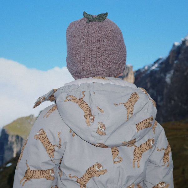 Fruity Merino Wool Knitted Beanie (Bunny Brown Melange)