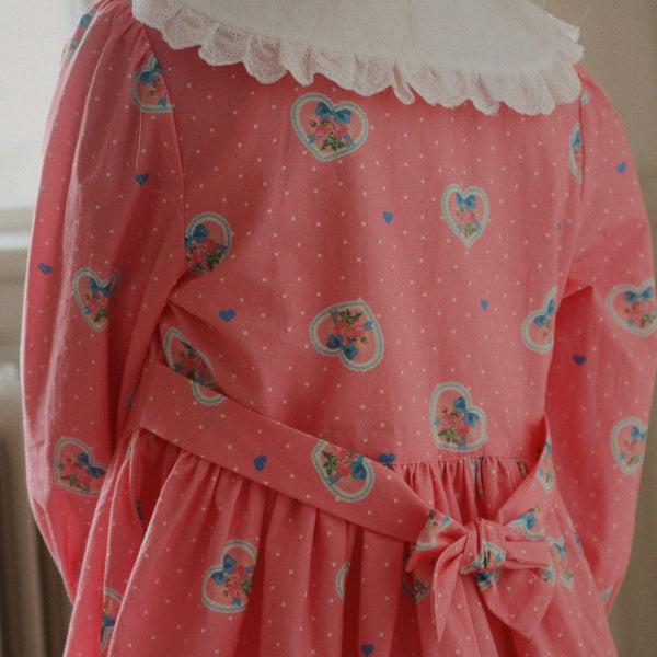 Coeur Collar Floral Cotton Long Sleeve Dress (Cher Coeur Rose)