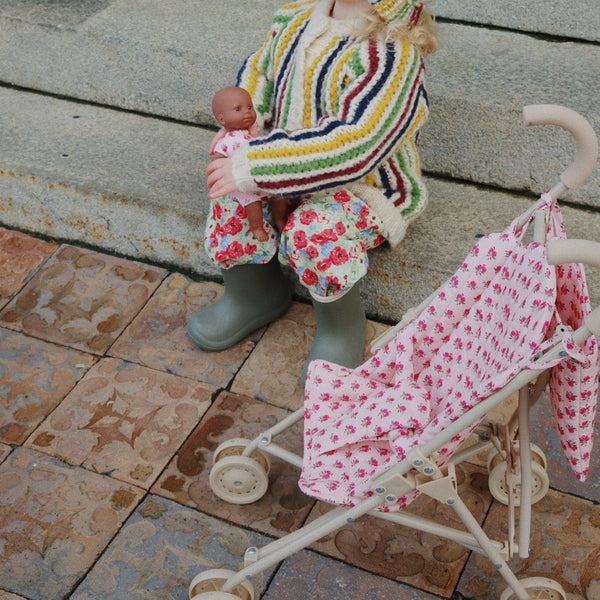 Floral Print Cotton Quilted Dolls Stroller (Rosie Rose)