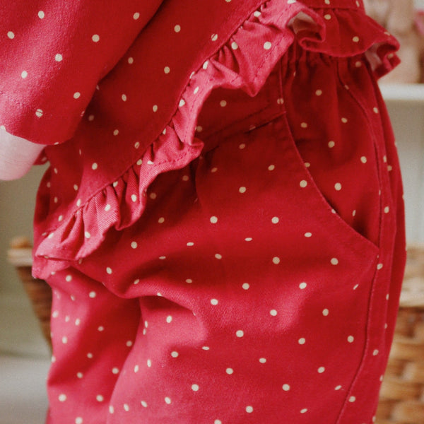 Nola Polkadot Straight Leg Cotton Trousers (Strawberry Dot)