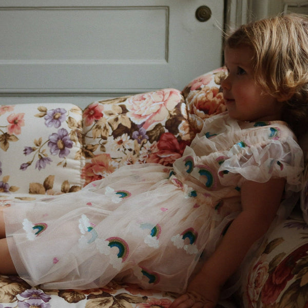 Tullie Sequin Rainbow Print Tulle Party Dress