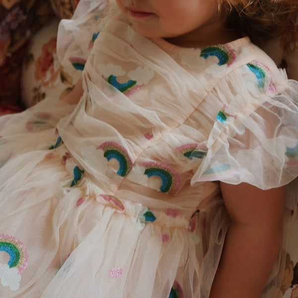 Tullie Sequin Rainbow Print Tulle Party Dress