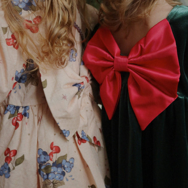 Gia Velvet Bow Dress (Pine Grove)