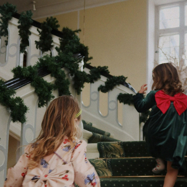 Gia Velvet Bow Dress (Pine Grove)