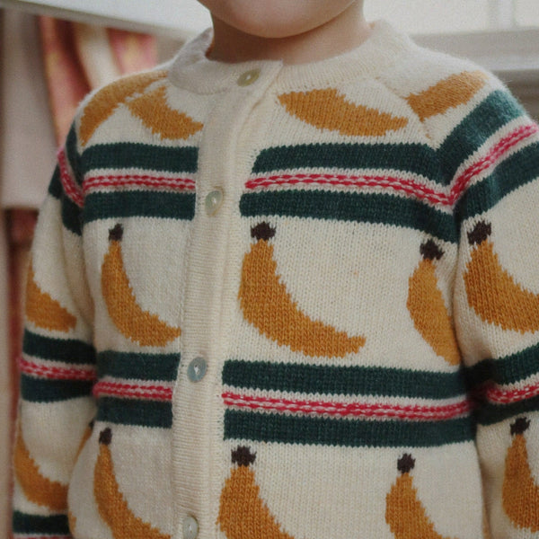Billi Banana Print Wool Blend Cardigan