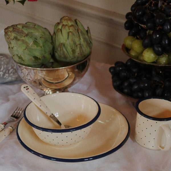 Cherry Print Cutlery Set (Navy Dot)