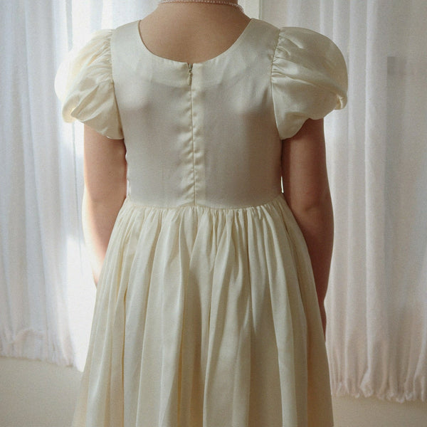 Celeste Puff Sleeve Longline Occasion Dress (Shortbread)