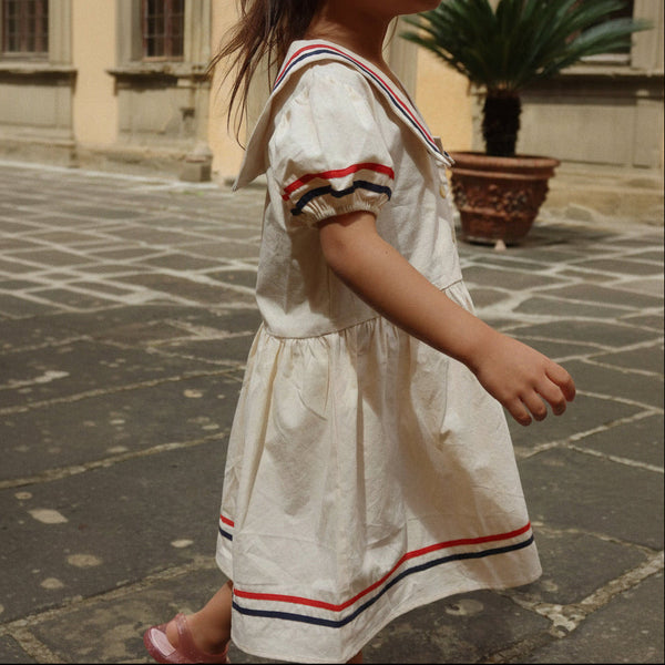 Allie Sailor Cotton Dress (Eggnog)
