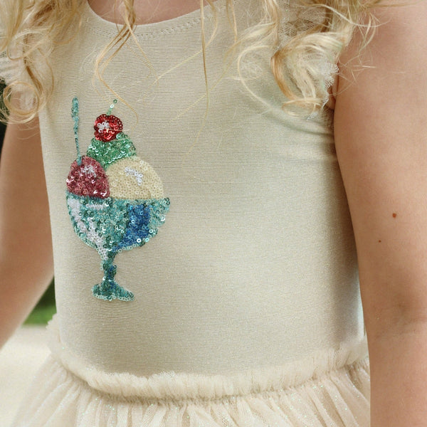 Amandine Gelato Print Glittery Tutu Swimsuit (Rosewater)