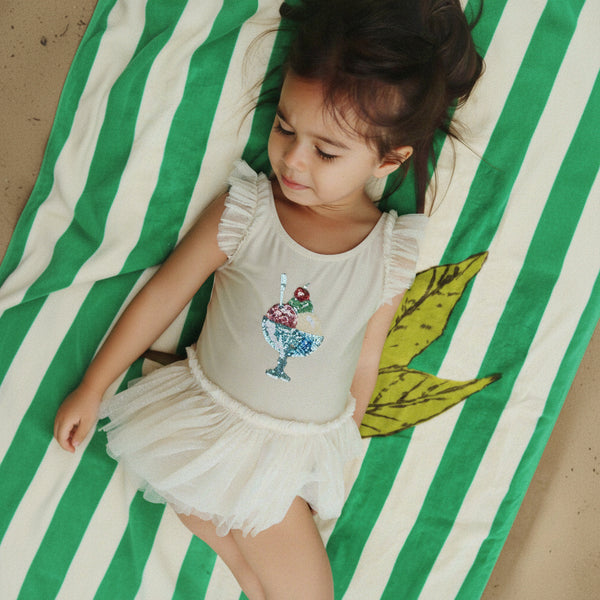 Amandine Gelato Print Glittery Tutu Swimsuit (Rosewater)