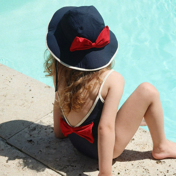 Bowie V-Shaped Bow Back Swimsuit (Navy Blazer)