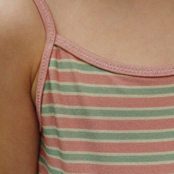 Bowwow Striped V-Shaped Bow Back Swimsuit (Blush Stripe)